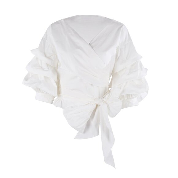 MAAC London Hull Puff Sleeve Wrap Front Blouse - Picture 6 of 6